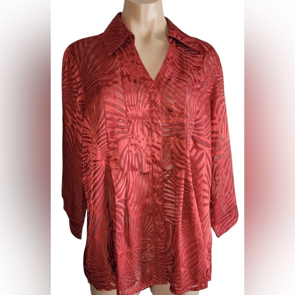 Coldwater Creek 3/4 Sleeve Burnout Shirt